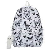 Graffiti Butterfly Oxford Cloth Backpack with Bear Pendant