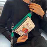Bear Pattern Leather Shoulder Chest Bag Travel Women Fanny Pack Belt