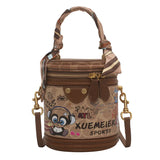 Graffiti Cylindrical Bag Women's Crossbody Shoulder Purses PU Leather