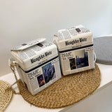 Graffiti Shoulder Bag Letter Newspaper Chain Crossbody Handbag Satchels