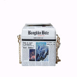 Graffiti Shoulder Bag Letter Newspaper Chain Crossbody Handbag Satchels