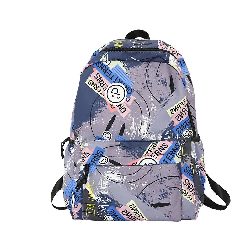 Graffiti Smiley Letter Printing Laptop Capacity Backpack