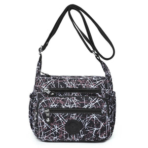 Graffiti Style Crossbody Shoulder Bag - Nylon Waterproof Handbag