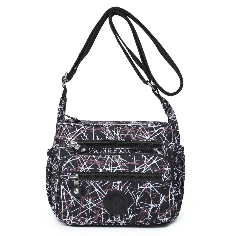 Graffiti Style Crossbody Shoulder Bag - Nylon Waterproof Handbag