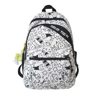 Graffiti Woman Backpack Student Rucksack Large Capacity Laptop Schoolbag