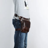 Grain Soft Leather Messenger Sling Bag Waist Belt Pack Leg Drop Bag