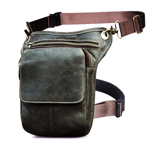 Grain Soft Leather Messenger Sling Bag Waist Belt Pack Leg Drop Bag