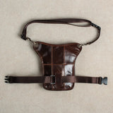 Grain Soft Leather Messenger Sling Bag Waist Belt Pack Leg Drop Bag