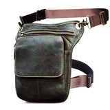 Grain Soft Leather Messenger Sling Bag Waist Belt Pack Leg Drop Bag