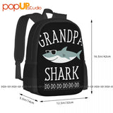 Grandpa Shark Backpack Large Capacity Print Creative Sports Style