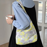 Vintage Green Jacquard Underarm Bag Women Clutch Purse Retro Female Girls Tote