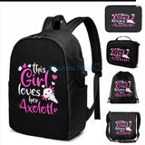 Axolotl Graphic Print USB Charge Backpack Men Women Travel Laptop Bag