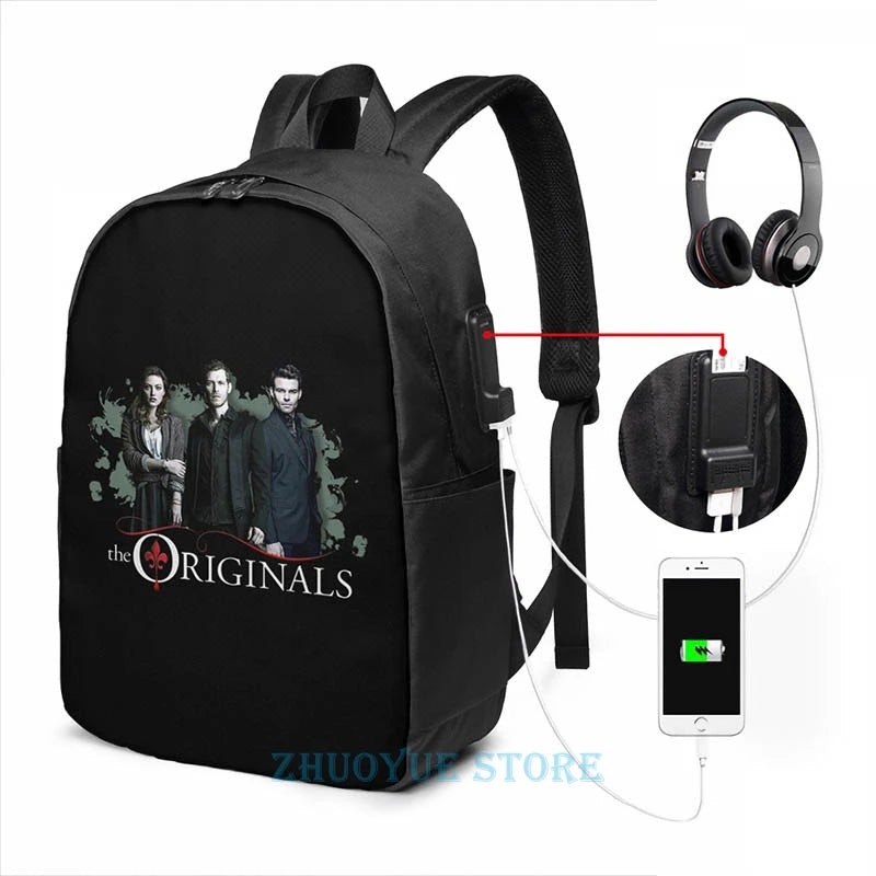 The Originals Characters USB Charge Backpack School Travel Bag