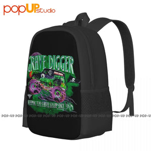 Grave Digger Monster Truck Jam Backpack Large Capacity Gym Tote Bag