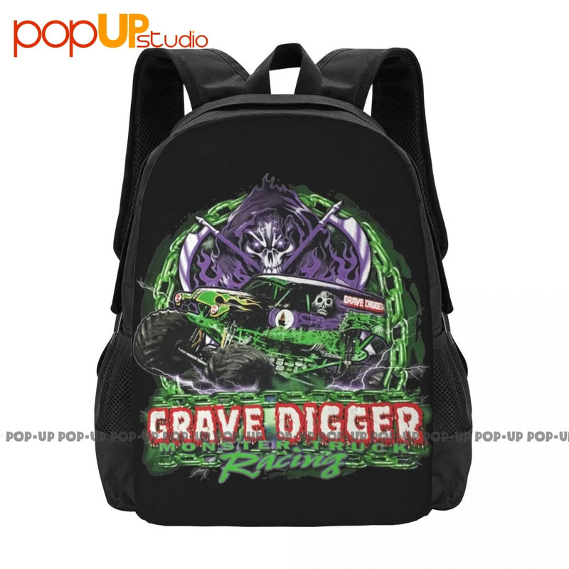 Grave Digger Monster Truck Racing Backpack Large Capacity Vintage