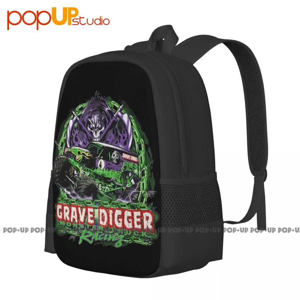 Grave Digger Monster Truck Racing Backpack Large Capacity Vintage