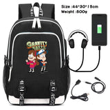 Gravity Falls Backpack Large Capacity Travel Bagpack with USB Charge