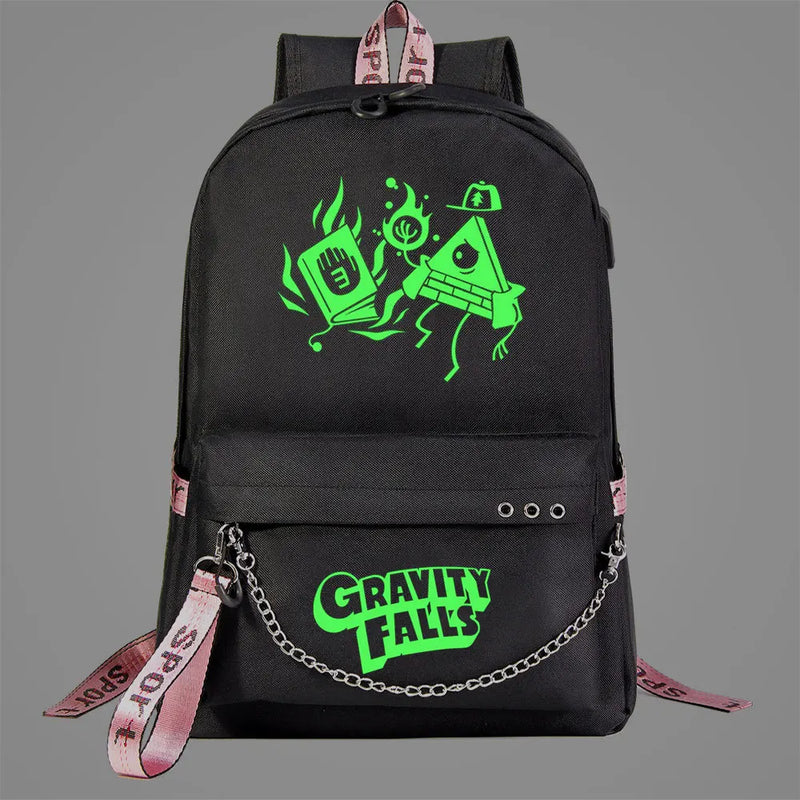 Gravity Falls Backpack USB Charging Schoolbag Luminous Backpacks