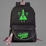 Gravity Falls Backpack USB Charging Schoolbag Luminous Backpacks