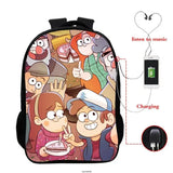Gravity Falls USB Backpack for Teenagers School Bagpack