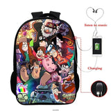 Gravity Falls USB Backpack for Teenagers School Bagpack