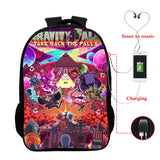 Gravity Falls USB Backpack for Teenagers School Bagpack