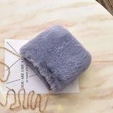 Gray Winter Chains Square Shaped Furry Faux Fur Bag