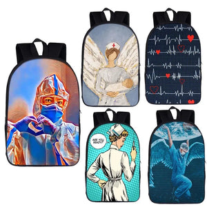 Canvas Nurse Backpack for Boys Girls School Bags Men Travel Student Book