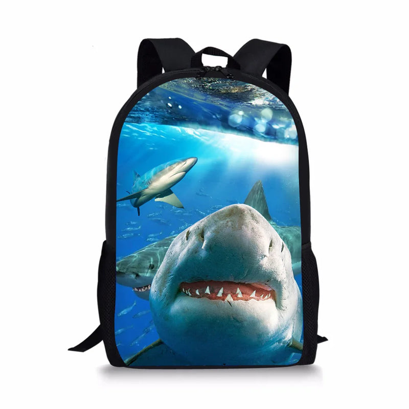 Shark 3D Print School Backpacks for Boys Book Bags Satchel Kids Schoolbags