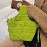 Quilted Green Crossbody Bag Embroidered Chain Shoulder Bag for Women