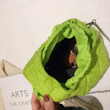 Quilted Green Crossbody Bag Embroidered Chain Shoulder Bag for Women