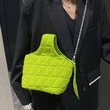 Quilted Green Crossbody Bag Embroidered Chain Shoulder Bag for Women
