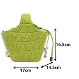 Quilted Green Crossbody Bag Embroidered Chain Shoulder Bag for Women
