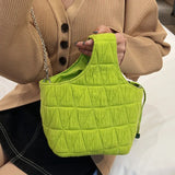 Quilted Green Crossbody Bag Embroidered Chain Shoulder Bag for Women