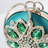 Green Crystal Clutch Purse Evening Rhinestone Top Handle Bags for Women