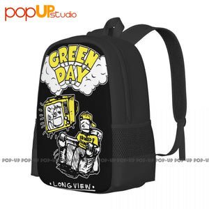 Green Doodle Band Backpack Large Capacity School Sport Bag