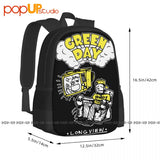 Green Doodle Band Backpack Large Capacity School Sport Bag