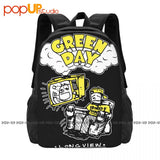 Green Doodle Band Backpack Large Capacity School Sport Bag