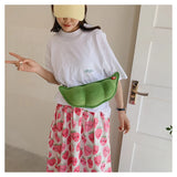 Green Funny Maodou One Shoulder Cross Body Waist Chest Bag