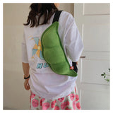Green Funny Maodou One Shoulder Cross Body Waist Chest Bag