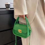 Green Female Shoulder Bag Pu Leather Crossbody Small Flap Messenger
