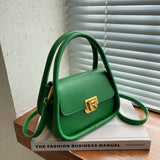 Green Female Shoulder Bag Pu Leather Crossbody Small Flap Messenger