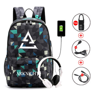Arknights Anti-Theft Backpack USB Charging Laptop Bag