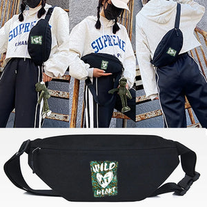 Green Heart Printing Waist Bags Travel Cross Shoulder Bag Fanny Chest Bag
