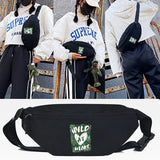Green Heart Printing Waist Bags Travel Cross Shoulder Bag Fanny Chest Bag