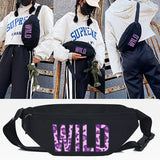 Green Heart Printing Waist Bags Travel Cross Shoulder Bag Fanny Chest Bag