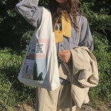 Green Plant Canvas Bag Art Large Capacity Daily Single Shoulder Tote Bag