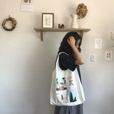 Green Plant Canvas Bag Art Large Capacity Daily Single Shoulder Tote Bag
