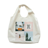 Green Plant Canvas Bag Art Large Capacity Daily Single Shoulder Tote Bag