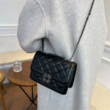 Green Quilted Bag With Chain Diamond Lattice Leather Shoulder Crossbody Bag